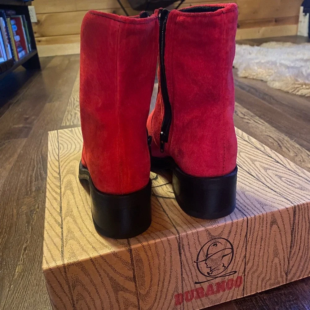 Durango Women's suede Red Ankle Boots - Picture 2 of 8